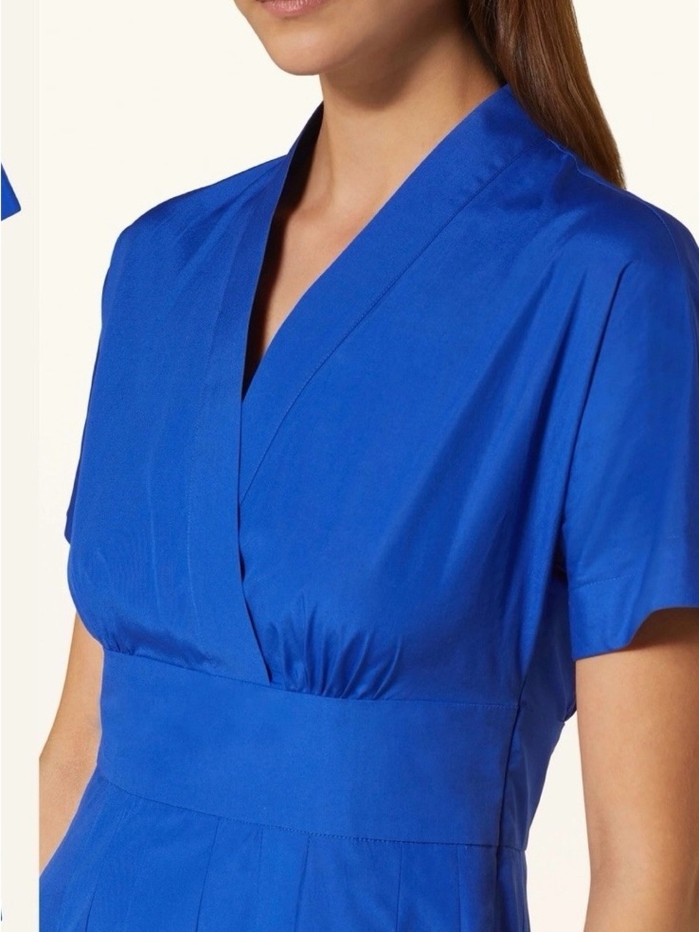 MaxMara Cobalt Alatri Pleated Cotton Poplin Midi Dress (WITHOUT BELT)